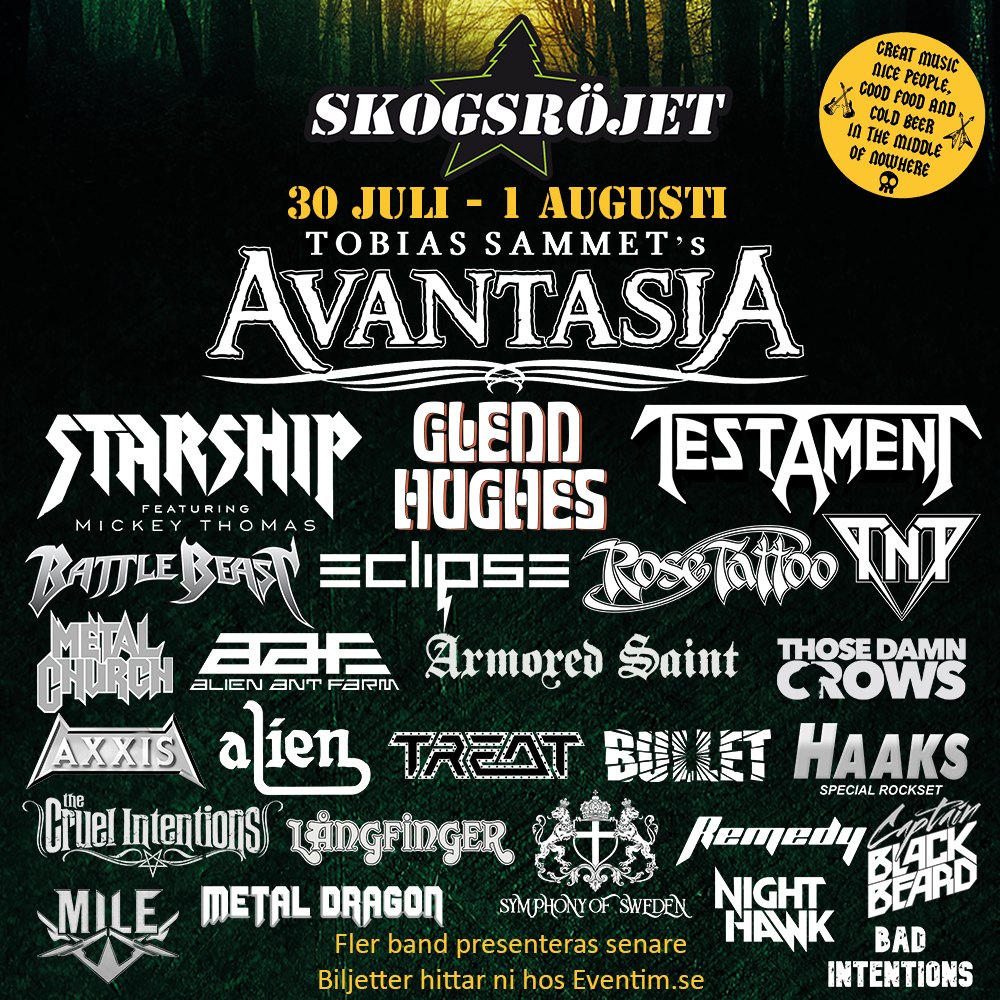 FESTIVALS METAL EN EUROPE - AFFICHE SKOGSROJET 2026 - AGENDA METAL WTR MAG