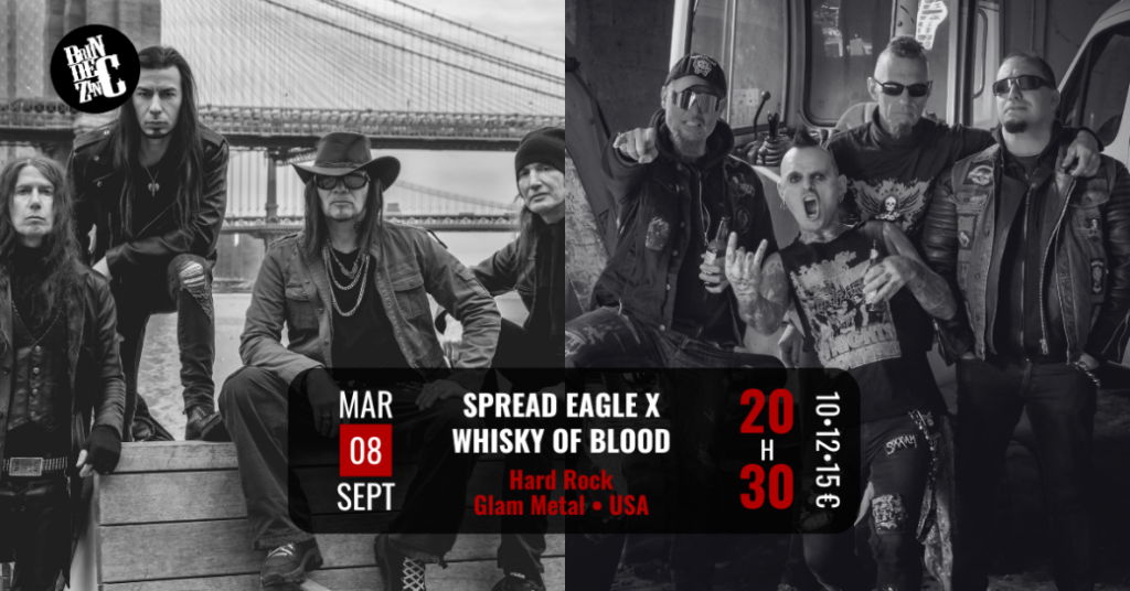 CONCERTS AURA : Septembre 2026 - Affiche SPREAD EAGLE + WHISKY OF BLOOD au BRIN DE ZINC- Agenda WTR MAG