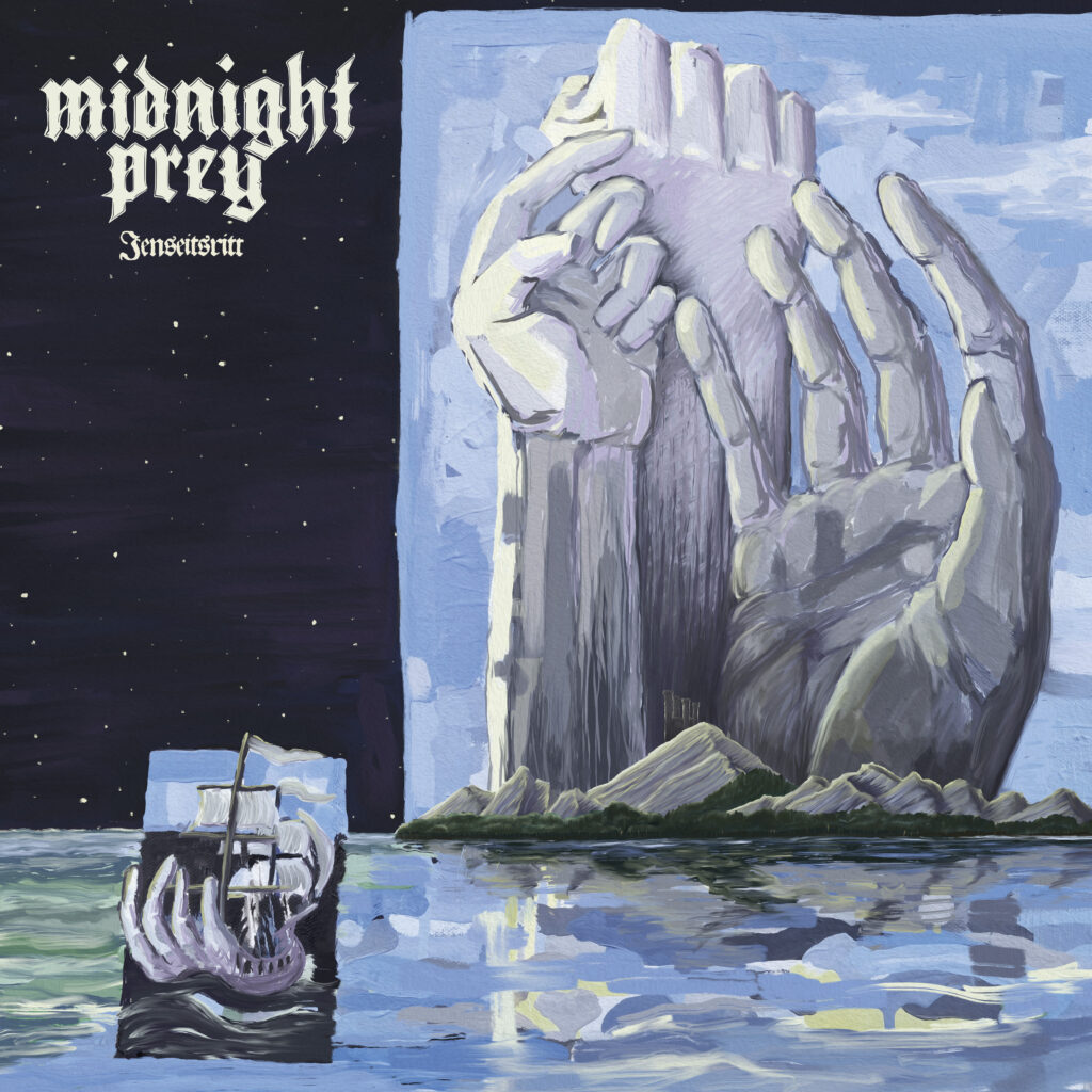 Pochette de l'album de MIDNIGHT PREY, Jenseitsritt, sorti en septembre 2026 chez Dying Victims Productions. Chronique WTR MAG