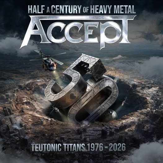 Pochette de l'album de ACCEPT, Teutonic Titans 1976-2026 sorti en septembre 2026 chez NAPALM RECORDS. Chronique WTR MAG